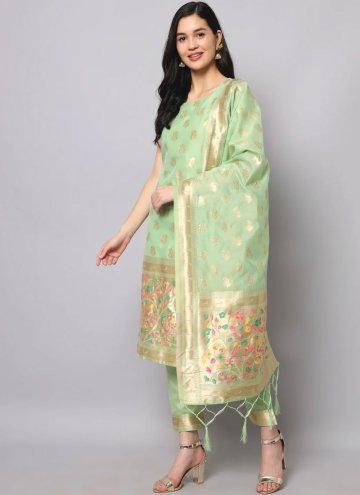 Jacquard Work Silk Sea Green Trendy Salwar Suit