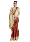 Kanjivaram Silk Classic Designer Saree in Maroon Enhanced with Zari Work - 1