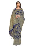 Kanjivaram Silk Classic Designer Saree in Navy Blue Enhanced with Zari Work - 1