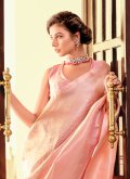 Kanjivaram Silk Classic Designer Saree in Pink Enhanced with Woven - 1