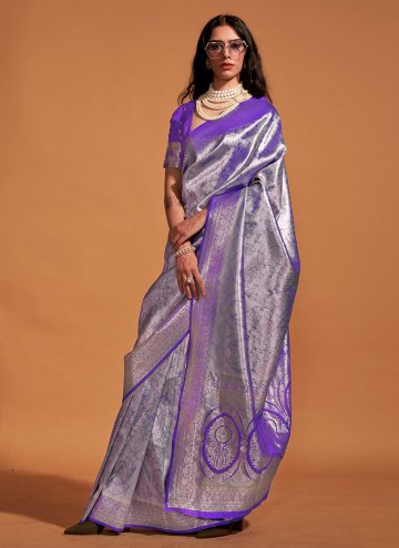 Kanjivaram Silk Classic Designer Saree in Purple E
