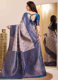 Kanjivaram Silk Contemporary Saree in Multi Colour Enhanced with Jacquard Work - 1