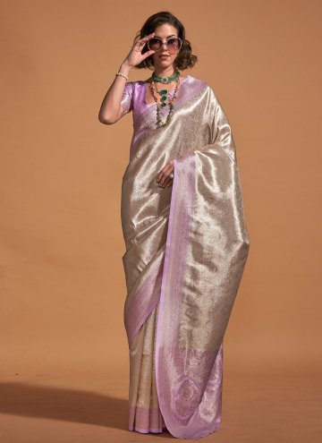 Kanjivaram Silk Designer Saree in Grey Enhanced wi