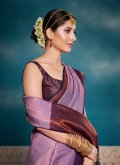 Kanjivaram Silk Designer Saree in Lavender Enhanced with Border - 1