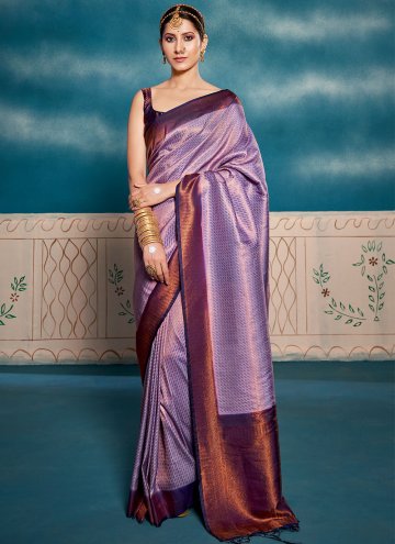 Kanjivaram Silk Designer Saree in Lavender Enhance