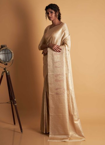 Kanjivaram Silk Designer Saree in Off White Enhanc