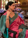 Kanjivaram Silk Designer Saree in Pink Enhanced with Woven - 1
