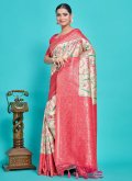 Kanjivaram Silk Trendy Saree in Cream Enhanced with Woven - 1