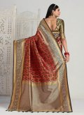 Kanjivaram Silk Trendy Saree in Rust Enhanced with Woven - 1