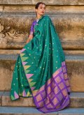 Khadi Classic Designer Saree in Green Enhanced with Woven - 1
