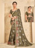 Khadi Contemporary Saree in Green Enhanced with Embroidered - 3