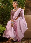 Khadi Trendy Saree in Pink Enhanced with Digital Print - 1