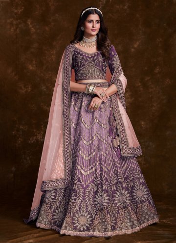 Lavender Art Silk Dori Work Designer Lehenga Choli for Bridal
