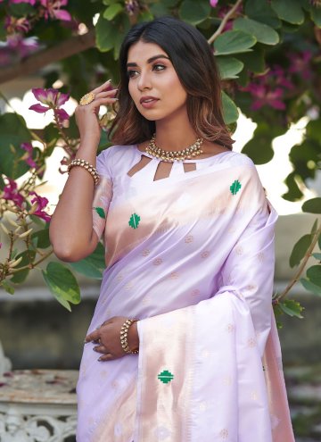 Lavender Banarasi Woven Classic Designer Saree