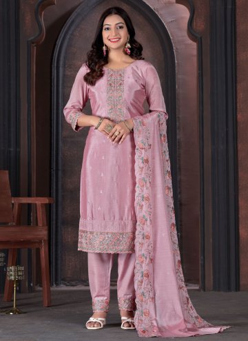 Lavender Chinon Embroidered Trendy Salwar Suit