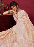 Lavender Classic Designer Saree in Cotton Silk with Chikankari Work - 1