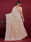 Lavender Classic Designer Saree in Cotton Silk with Chikankari Work - 2