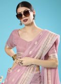 Lavender Classic Designer Saree in Cotton  with Chikankari Work - 1