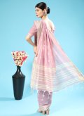 Lavender Classic Designer Saree in Cotton  with Chikankari Work - 2
