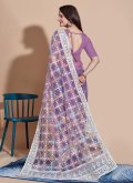Lavender color Embroidered Net Trendy Saree - 2
