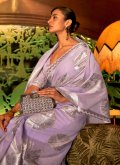 Lavender color Handloom Silk Trendy Saree with Woven - 1