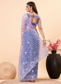 Lavender color Net Designer Saree with Embroidered - 2