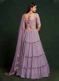 Lavender color Net Long Choli Lehenga with Embroidered - 2