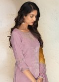 Lavender color Silk Salwar Suit with Embroidered - 2