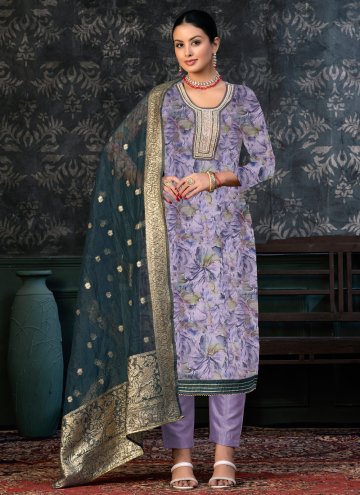 Lavender Cotton  Embroidered Trendy Salwar Kameez 