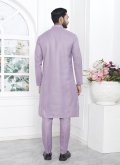 Lavender Cotton  Fancy work Kurta Pyjama for Engagement - 3