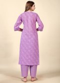 Lavender Cotton  Printed Party Wear Kurti for Casual - 1