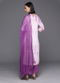 Lavender Cotton  Printed Salwar Suit for Engagement - 1