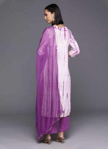 Lavender Cotton  Printed Salwar Suit for Engagement