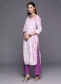 Lavender Cotton  Printed Salwar Suit for Engagement - 2