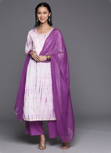 Lavender Cotton  Printed Salwar Suit for Engagemen
