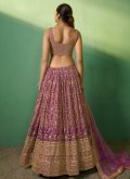 Lavender Georgette Embroidered Designer Lehenga Choli for Engagement - 1