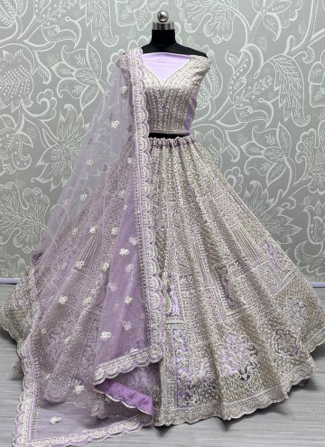 Lavender Lehenga Choli in Net with Diamond Work