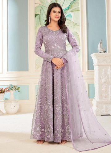 Lavender Net Embroidered Salwar Suit