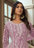 Lavender Net Embroidered Salwar Suit for Ceremonial - 1