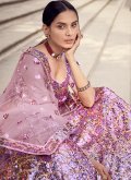 Lavender Net Sequins Work Lehenga Choli for Engagement - 1