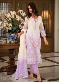 Lavender Organza Embroidered Trendy Salwar Suit for Ceremonial - 2