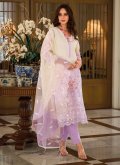 Lavender Organza Embroidered Trendy Salwar Suit for Ceremonial - 3