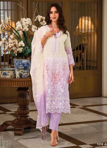 Lavender Organza Embroidered Trendy Salwar Suit fo