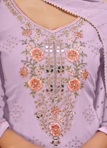 Lavender Pure Georgette Embroidered Designer Pakistani Salwar Suit for Ceremonial