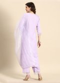 Lavender Rayon Embroidered Salwar Suit for Engagement - 1
