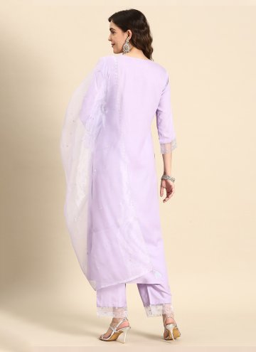 Lavender Rayon Embroidered Salwar Suit for Engagement