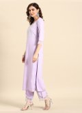 Lavender Rayon Embroidered Salwar Suit for Engagement - 2