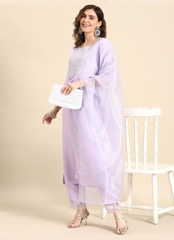 Lavender Rayon Embroidered Salwar Suit for Engagem