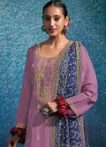 Lavender Silk Border Salwar Suit for Engagement - 1