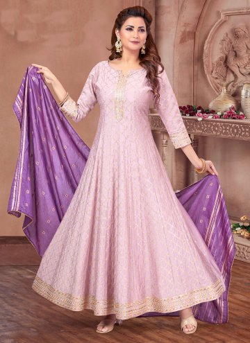 Lavender Silk Embroidered Trendy Salwar Suit
